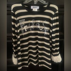 Sonia Rykiel Black and Cream Striped Kids Sweater